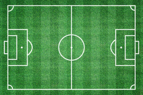 Top view of grass soccer or football field. Green lawn court for sport background.