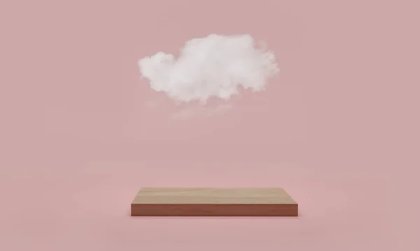 Darstellung Minimale Podiumsszene Mit Wolke Auf Rosa Pastellgrund Abstrakte Plattform — Stockfoto