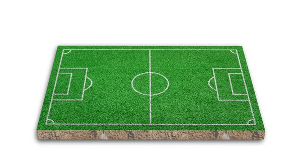 Rendering Prato Calcio Campo Calcio Erba Verde Isolato Sfondo Bianco — Foto Stock