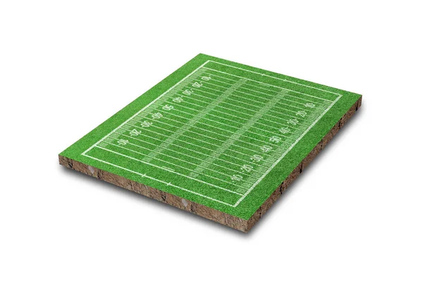 American Football Feld Mit Linienmuster Isoliert Auf Weißem Hintergrund Rendering — Stockfoto