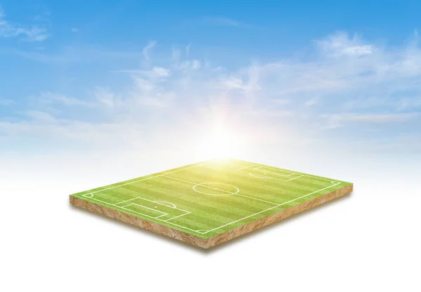 Renderização Campo Futebol Grama Verde Céu Nuvem Fundo — Fotografia de Stock