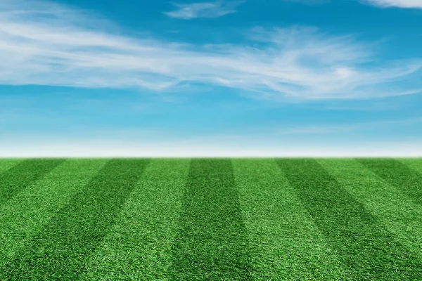青空を背景に草のサッカー場 — ストック写真