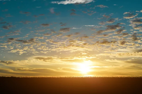 Tramonto Naturale Alba Sul Prato Paesaggio Campagna — Foto Stock