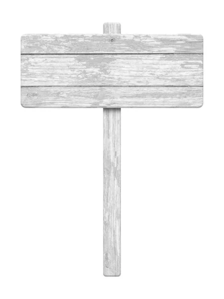 Bílá Dřevěná Cedule Izolovaná Bílém Pozadí Objekt Oříznutou Cestou — Stock fotografie