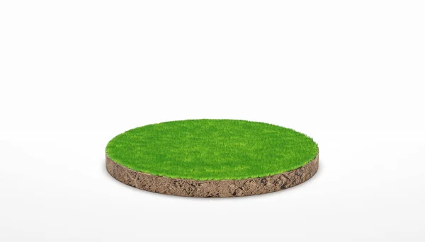 Darstellung Runder Bodenquerschnitt Mit Grünem Gras Auf Weißem Hintergrund — Stockfoto