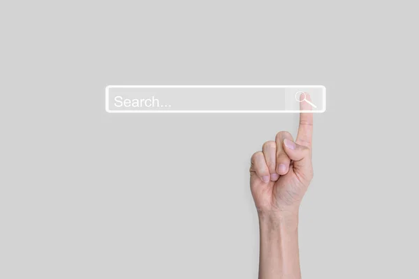 Hand Click Searching Browsing Internet Data Information Networking Search Page — Stock Photo, Image