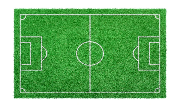 Grön Gräs Fotboll Fotbollsplan Isolerad Vit Bakgrund — Stockfoto