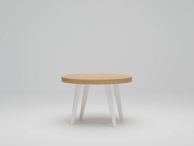 Beyaz arkaplanda boş beyaz masa, ürün görüntülemek için Mockup veya reklam için montaj. 3B Hazırlama
