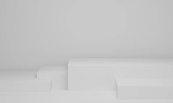 Weergave Leeg Podium Voetstuk Witte Achtergrond Blanco Productschap Achtergrond Abstract — Stockfoto