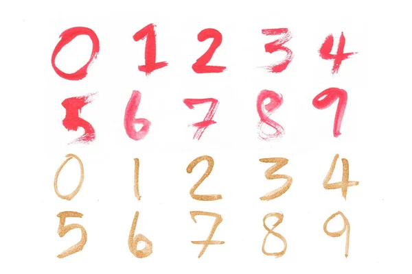 Alphabetsatz Zahl Isoliert Auf Weißem Papier Hintergrund Zahl Geschrieben Durch — Stockfoto
