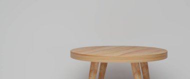 Beyaz arkaplanda boş beyaz masa, ürün görüntülemek için Mockup veya reklam için montaj. 3B Hazırlama