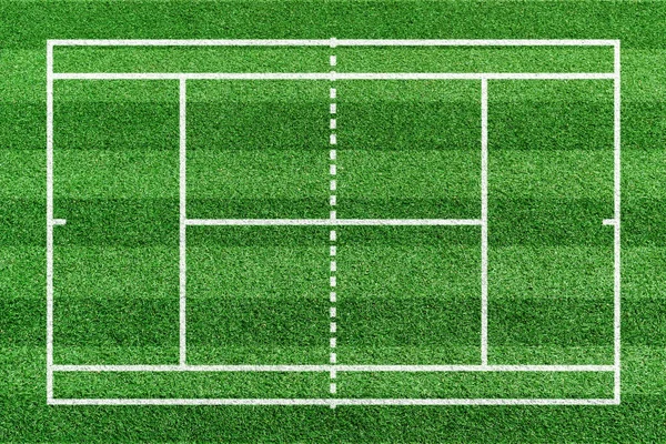 Tennisbaan Met Witte Lijn Patroon Groene Kunstgras Sportveld Bovenaanzicht — Stockfoto