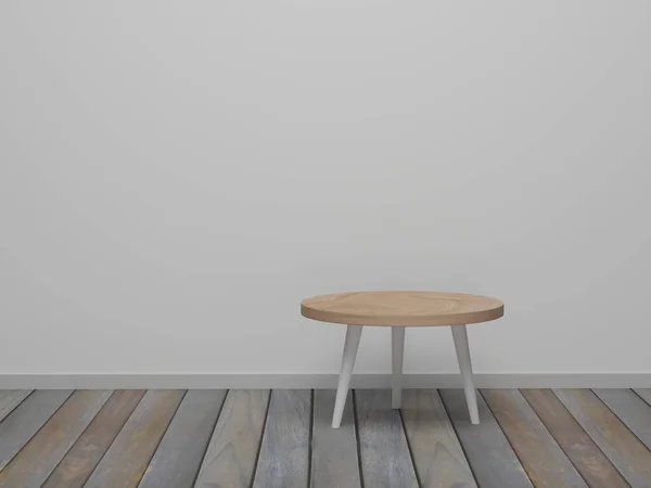 Habitación Vacía Minimalista Abstracta Con Mesa Madera Escena Mínima Abstracta — Foto de Stock