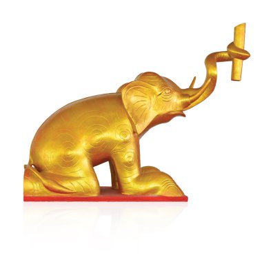 wo ile beyaz izole Tay Tapınağı'nda oturan altın fil