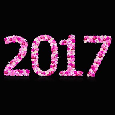  Yıl - wo ile siyah arka plan üzerinde orkide numarası ile yapılan 2017