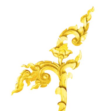 Geleneksel Tay tarzı altın sıva desen beyaz arka plan üzerinde