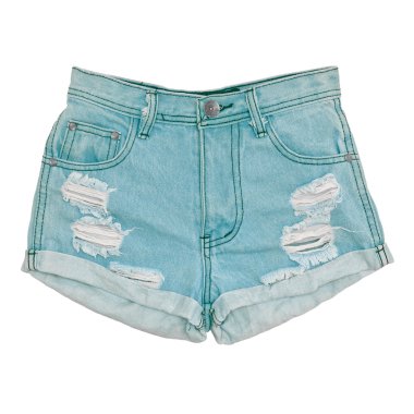 kısa jean çalışma yolu ile beyaz arka plan üzerinde izole