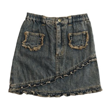 Çalışma yolu ile beyaz arka plan üzerinde kot etek