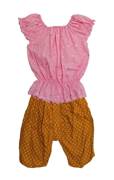Tradycyjny tajski sukienka dla dzieci, Batik tajski Jongabaeng spodnie i — Zdjęcie stockowe