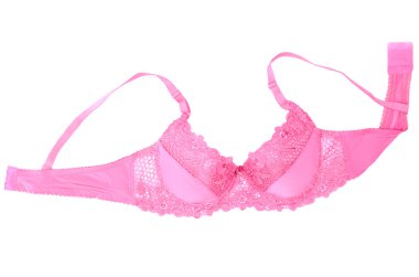 Pembe dantel sütyen beyaz izole