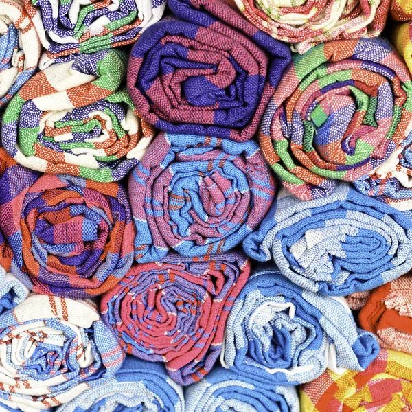 Rechthoekig raster patroon stoffen, Thaise geweven katoen lendendoek — Stockfoto