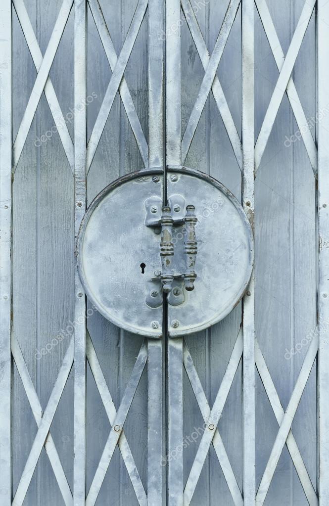 Light Blue Old Metal Grille Sliding Door Stock Photo C Bentaboe