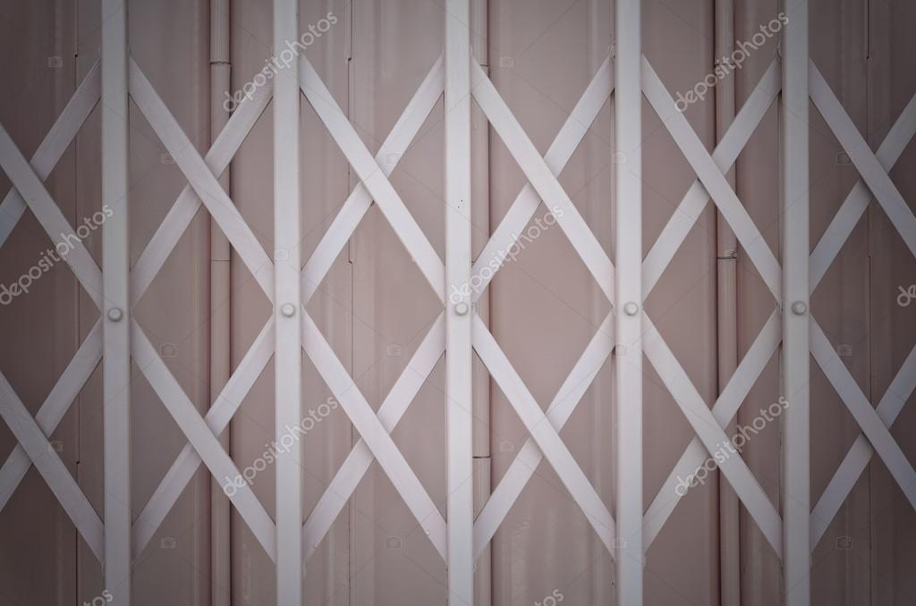 Pink Metal Grille Sliding Door With Aluminium Handle Stock