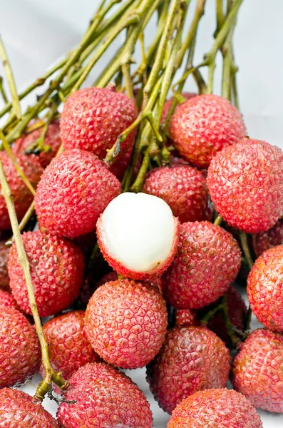 Fresh lychees on — Stock Photo, Image