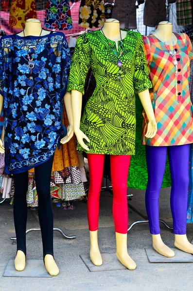 Colorful fashion dress on female mannequins — Stock Photo, Image