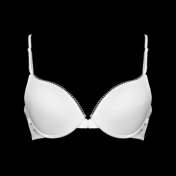 White lace bra isolated on black background with working path