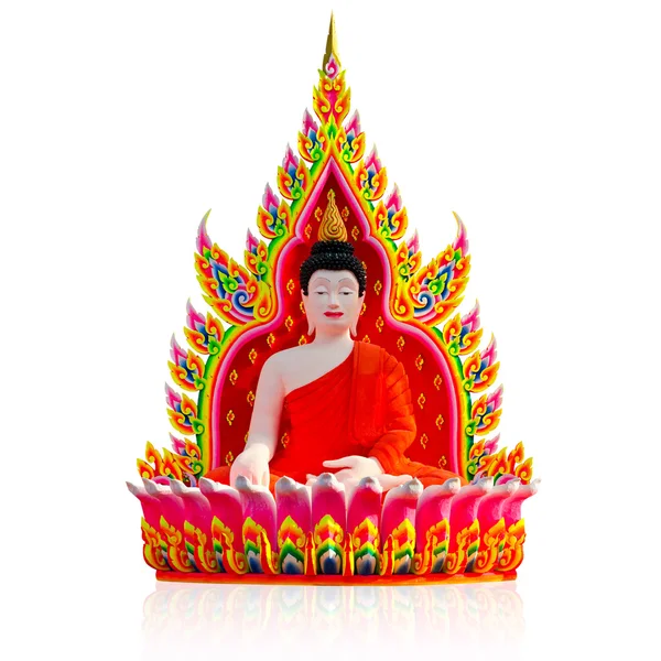 Färgglada Buddha huggen ur polystyren skum på vit bakgrund — Stockfoto