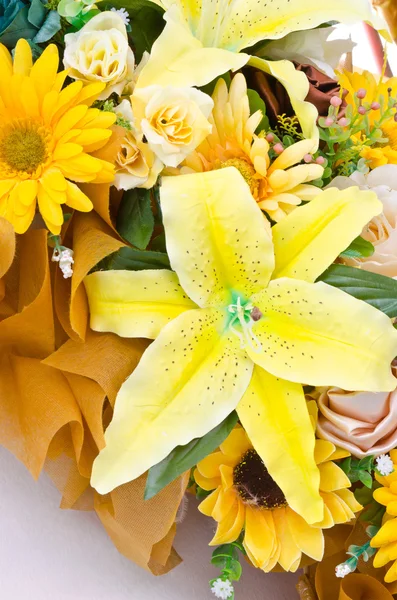 Yellow artificial flower bouquet — Stock Photo, Image