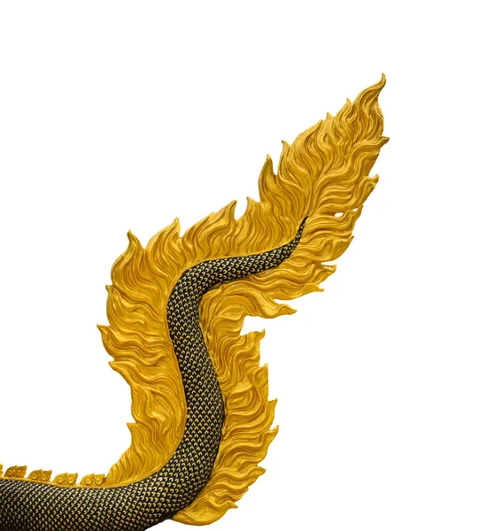 Скульптура хвоста дракона изолирована на белом фоне с работой — стоковое фото