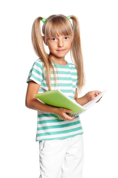 Meisje met werkboek — Stockfoto