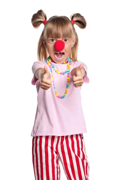 Petite fille avec nez de clown — Photo