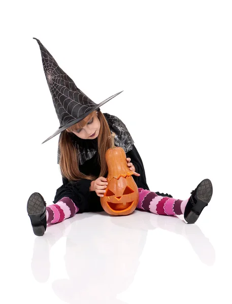 Girl witch for Halloween — Stock Photo, Image