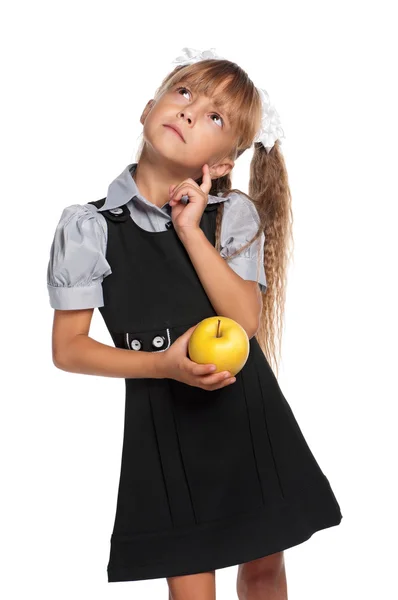 Little girl with apple — Stock Photo, Image