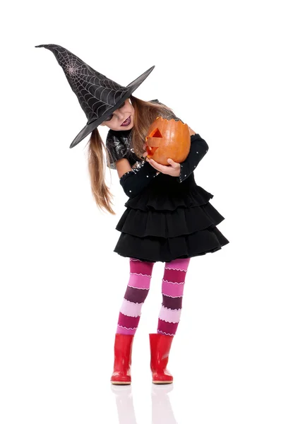 Halloween kis boszorkány — Stock Fotó