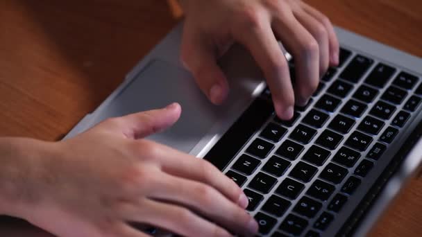 Dizüstü bilgisayarda çalışan bir genç çocuk — Stok video