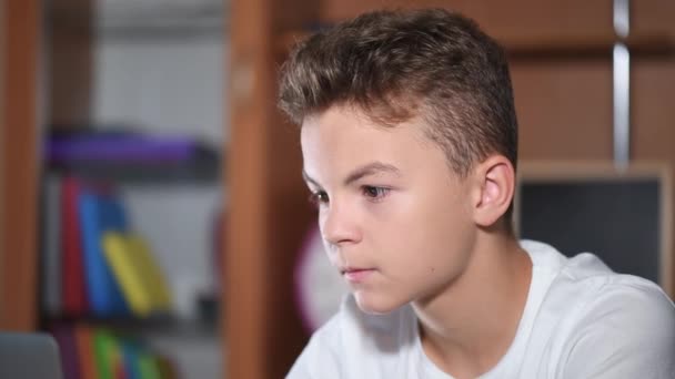 Ragazzo adolescente che lavora su laptop — Video Stock