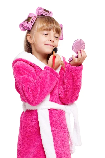 Little girl in bathrobe — Stock Photo, Image