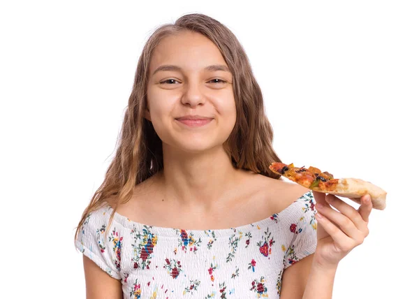 Girl emotions and food — Stock Photo, Image
