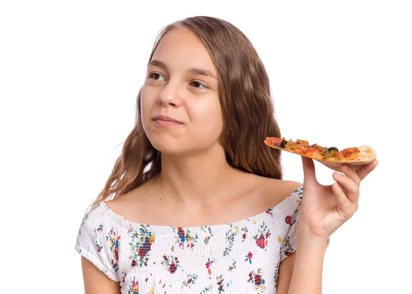 Girl emotions and food — Stock Photo, Image