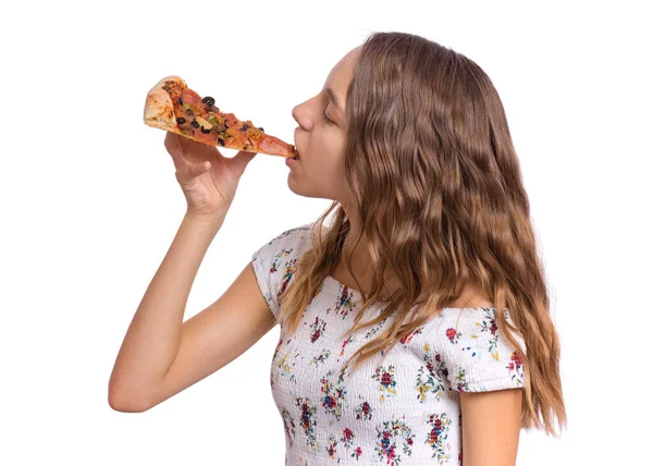 Girl emotions and food — Stock Photo, Image