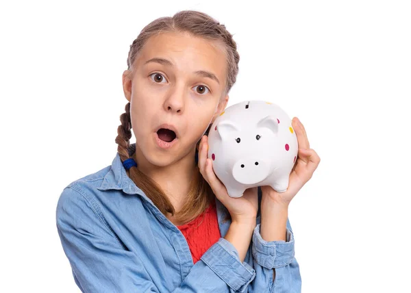 Emoções menina com fones de ouvido — Fotografia de Stock