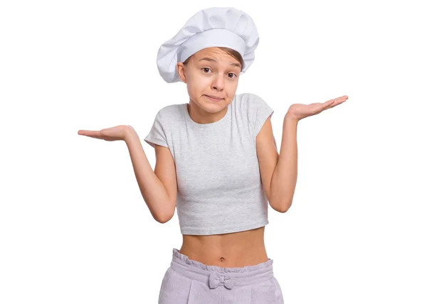 Girl chef on white — Stock Photo, Image