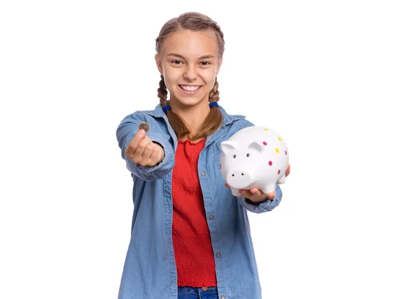 Emoções menina com fones de ouvido — Fotografia de Stock