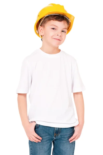 Boy in hard hat — Stock Photo, Image