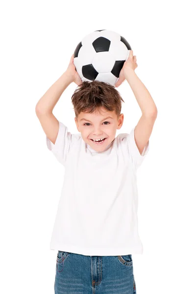 Jongen met voetbal — Stockfoto