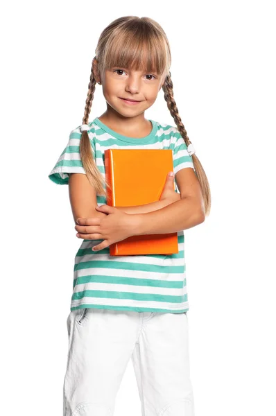 Klein meisje met boeken — Stockfoto